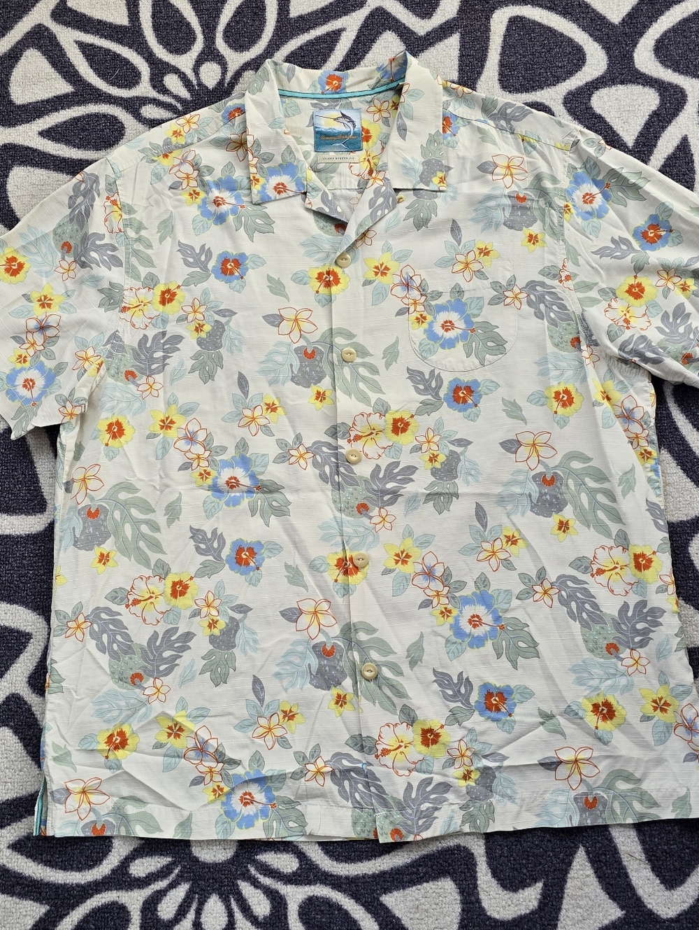 Tommy Bahama Light Blue Floral Hawaiian Button-Down Shirt